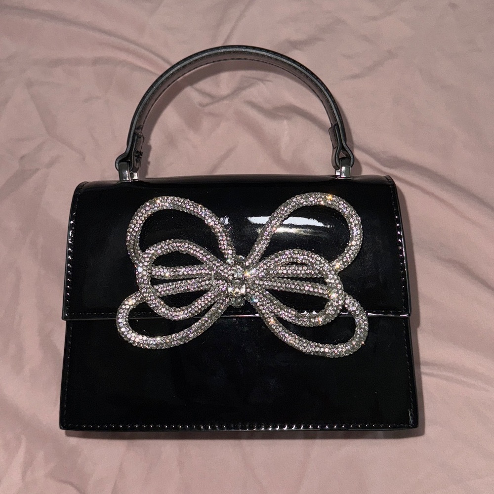 Aldo Black Mini Bag with Crystal Bow